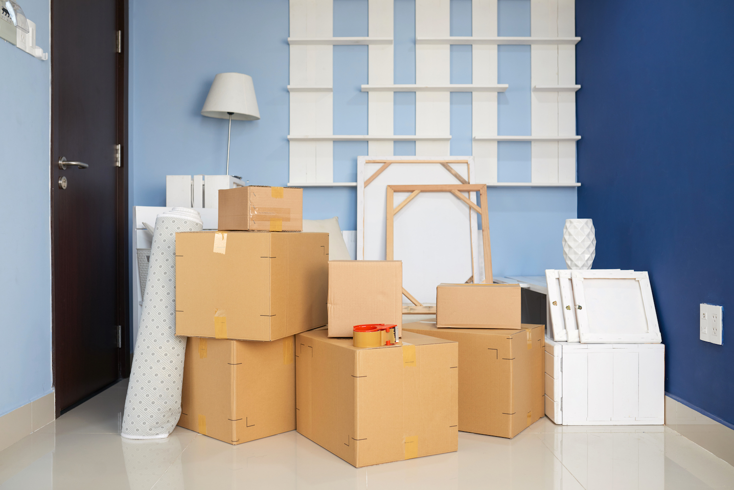 a bunch of boxes ready to be moved